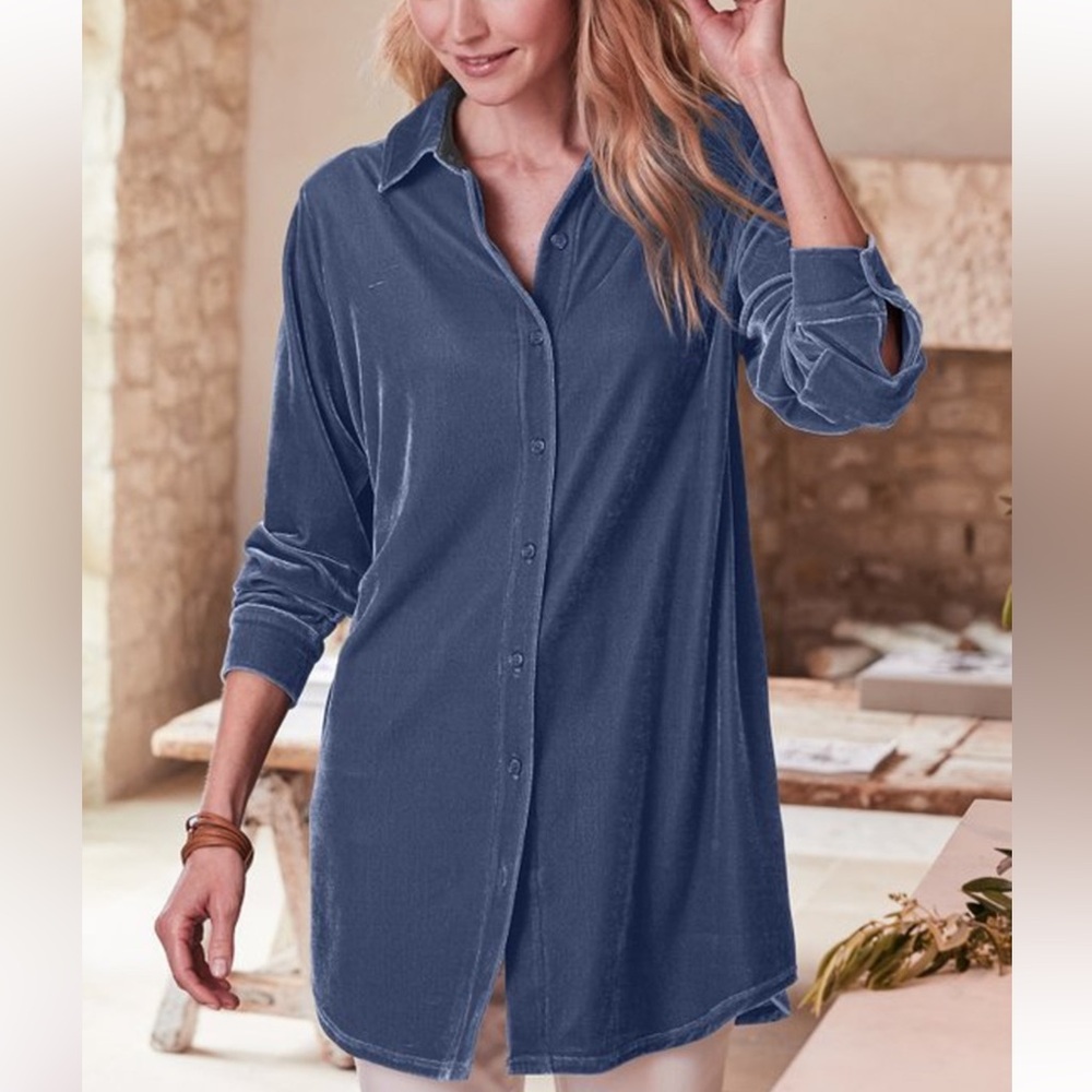 Soft Surroundings Blue Button-Up Tunic